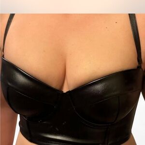 Victoria's Secret Black Leather Bustier